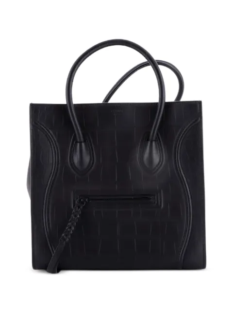 Celine Pre-Owned Phantom Bag Crocodile Embossed Leather Medium tote bag Black 19NG9ZFKJS2TZR60