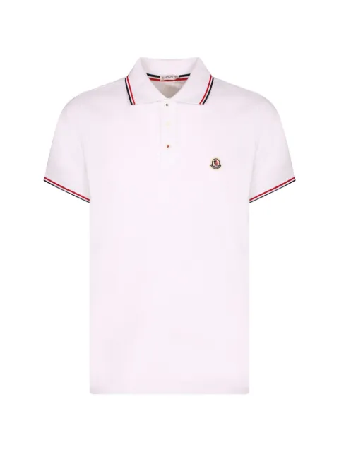 Moncler logo-patch pique polo shirt White 8A7030084556
