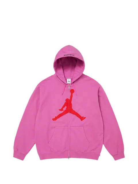 Supreme x Jordan logo-patch zip-up hoodie Pink SU27789