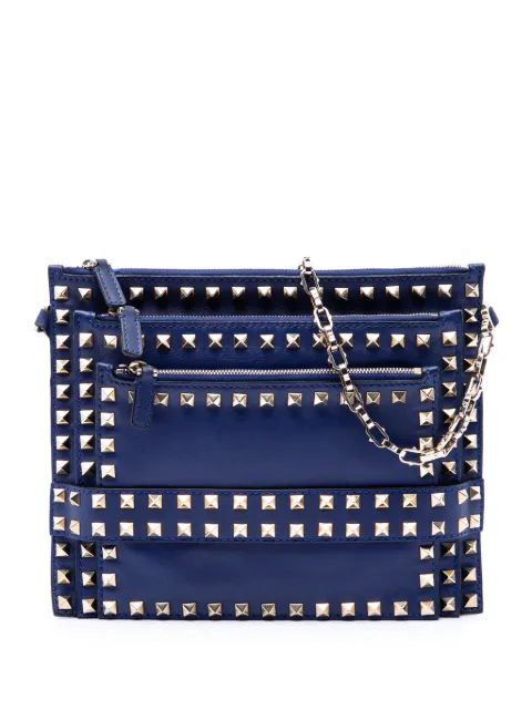 Valentino Garavani Pre-Owned 2010-2017 Leather Rockstud Triple Zip crossbody bag Blue O198U6P6UMFYRUXS