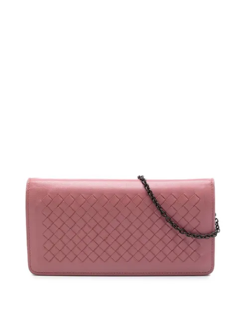 Bottega Veneta Pre-Owned 2021-2026 Nappa Intrecciato Continental Wallet on Chain crossbody bag Pink AX2SEOCCDPZD7BII