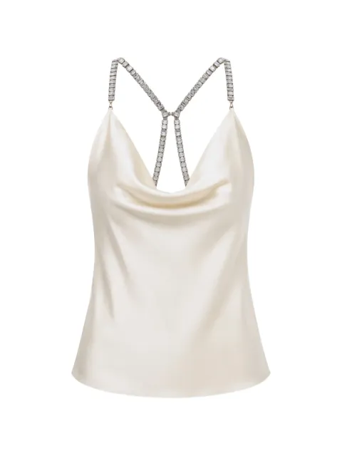 Patrizia Pepe jewelled chain-link silk top Neutrals 2C1719A748