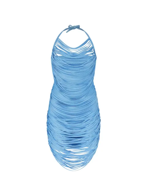 David Koma strappy-detail halterneck mini dress Blue SS26DKKN02DKNIT