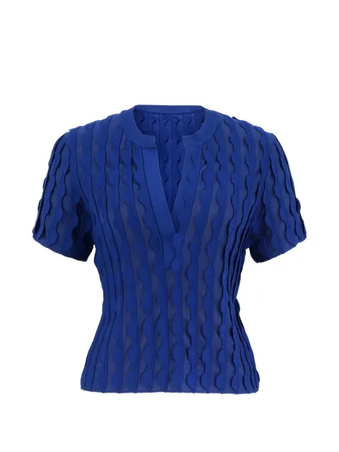 SIMKHAI Mallorie scalloped-trim T-shirt Blue 3262038K