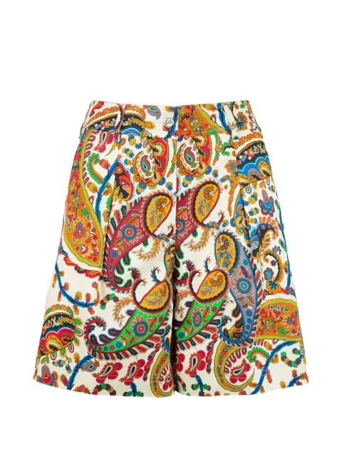 ETRO paisley-print pleated shorts White WREB002199SAEH1