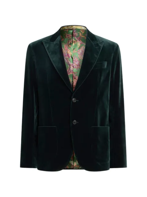 ETRO single-breasted jacket in stretch cotton velvet Green MRCA008199TUEI1