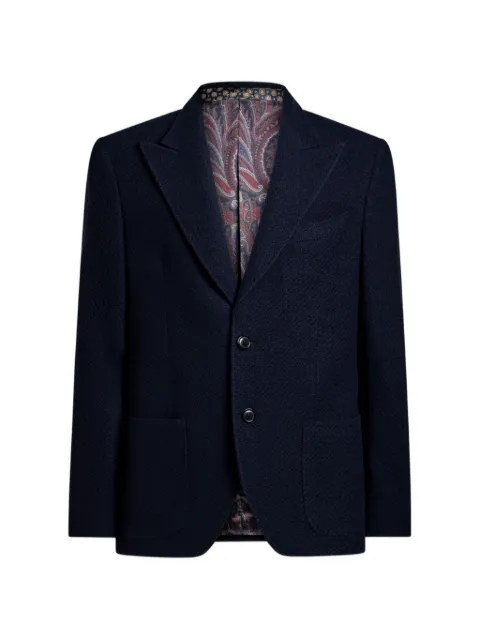 ETRO single-breasted knit cashmere and wool jacket Blue MRCA008199JTJ14