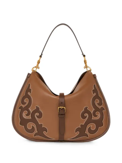 ETRO maxi leather pony bag with texan embroidery Brown WP1C0022AR124
