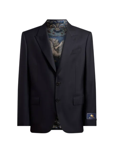 ETRO single-breasted wool-blend flannel jacket Blue MRCA005999TUJ11