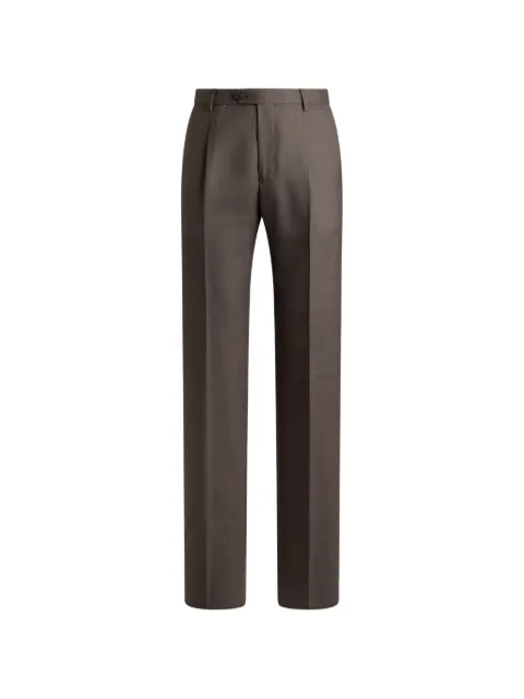 ETRO wool-blend flannel trousers with crease detail Brown MREA000199TUJ11