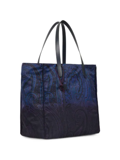 ETRO Unfold Me nylon tote bag with degradé Arnica motif Blue WP1D0064AK18F