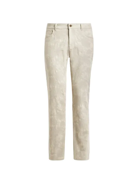 ETRO cotton gabardine jacquard trousers with floral motif Neutrals MRNB000499TJ51G