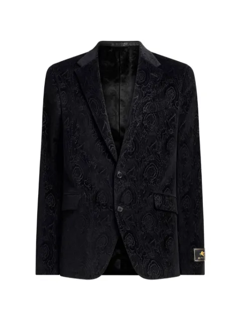 ETRO single-breasted jacket in cotton velvet with Arnica motif Black MRCA007599SA51C