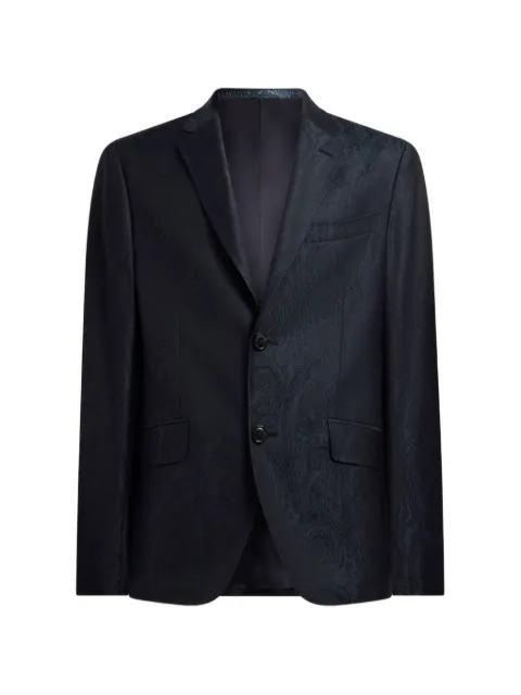 ETRO single-breasted wool jacquard jacket with Arnica motif Blue MRCA000699TJ218