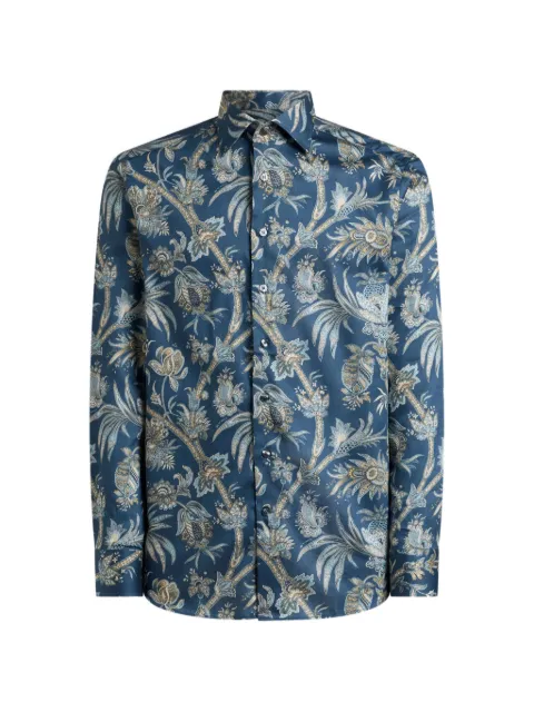 ETRO shirt in cotton satin with floral paisley motif Blue MRIB002599SA51J