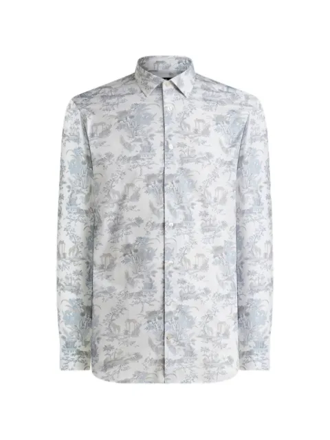 ETRO stretch-cotton button-down shirt with flower and animal-motif White MRIB000599SAE13