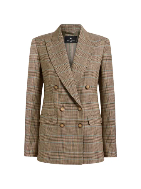 ETRO double-breasted stretch-wool jacket with Prince of Wales motif Neutrals WRCA001099TQB1D