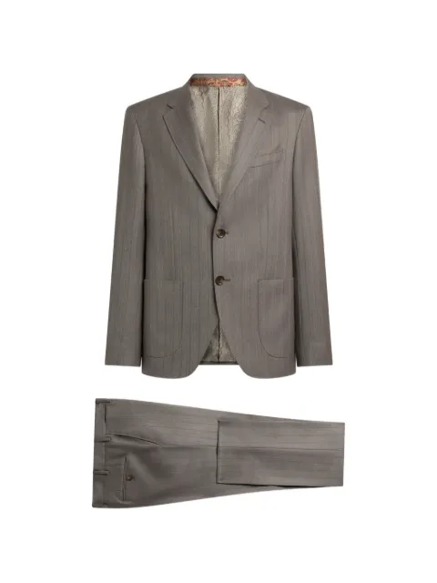 ETRO single-breasted wool suit with Chevron stripes Grey MRGC000499TT222