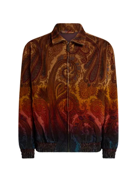 ETRO cotton corduroy jacket with placed degradé Paisley print Brown MRBA009699SPE11