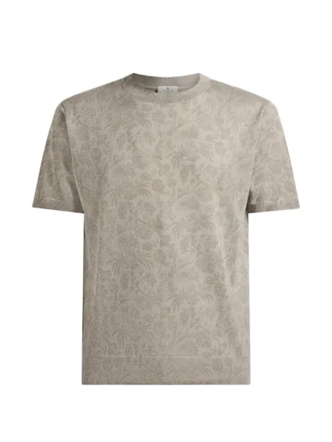 ETRO knit wool and silk T-shirt with floral Paisley-motif Neutrals MRKE0006AK17I
