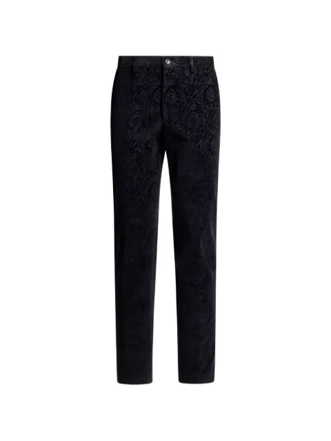ETRO cotton velvet trousers with Arnica motif Black MREA000599SA51C