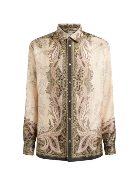 ETRO silk twill shirt with placed Pegaso-print Neutrals MRIC007199SP114