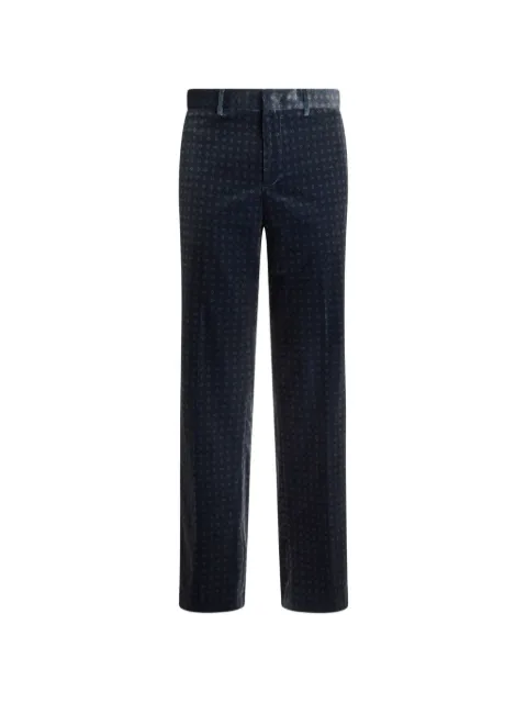 ETRO straight-leg cotton velvet trousers with tie motif Blue MRED001499SAE1T