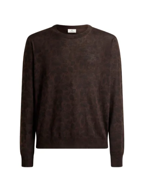 ETRO wool and silk sweater with floral Paisley-motif Brown MRKF0080AK17I