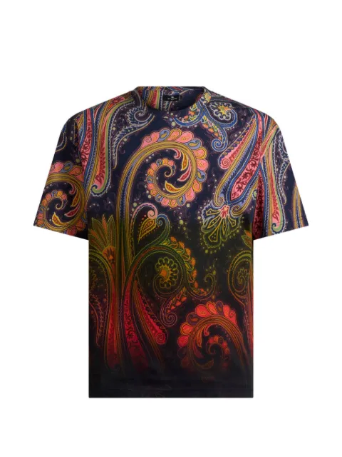 ETRO cotton jersey T-shirt with degradé Paisley motif Blue MRMA0004AK13Z