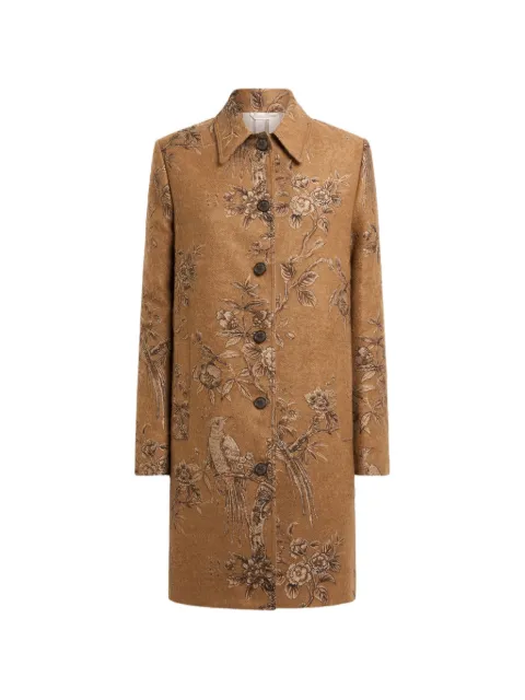 ETRO jacquard coat with nature motif Neutrals WRAA011899TJB1J