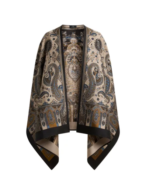 ETRO wool-blend jacquard cape with Paisley motif Neutrals WRBD0004AQ13P