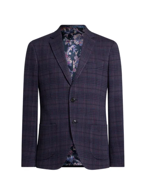 ETRO single-breasted knit jacket with check motif Blue MRCB000599JQE12