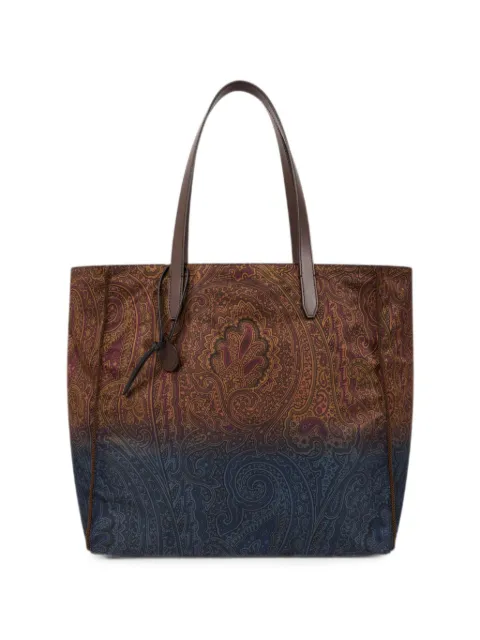 ETRO Unfold Me nylon tote bag with degradé Arnica motif Brown WP1D0064AK18F