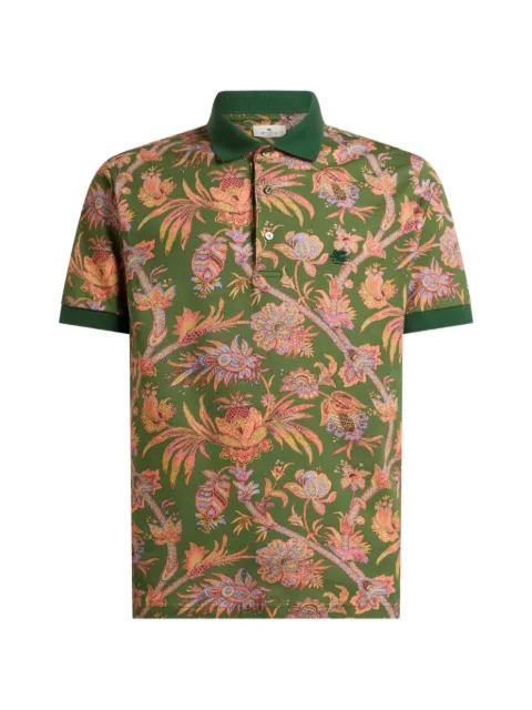 ETRO cotton piqué polo shirt with floral Paisley motif Green MRMD0004AK13T