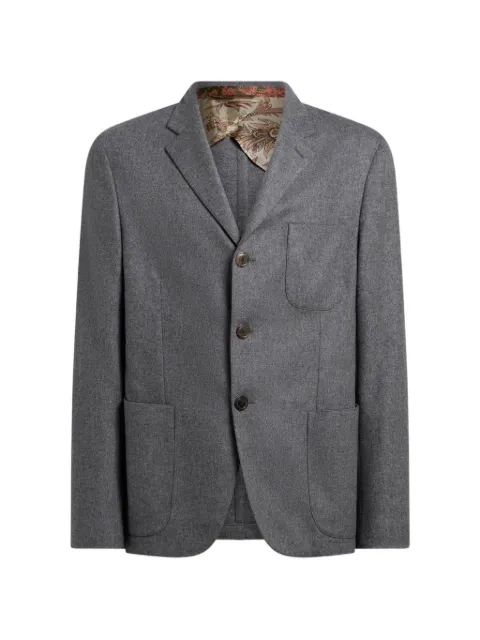 ETRO single-breasted jacket in plain-coloured wool-blend flannel Grey MRCA007099TUBS1