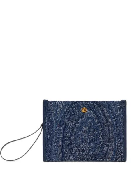 ETRO medium jacquard denim pouch with Paisley motif Blue WP2C0007AQ12Z