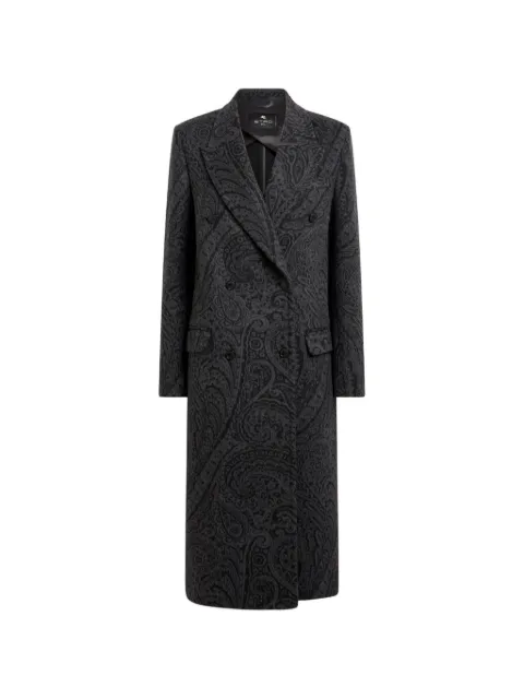 ETRO double-breasted wool jacquard coat with Paisley motif Grey WRAA003299TJB37