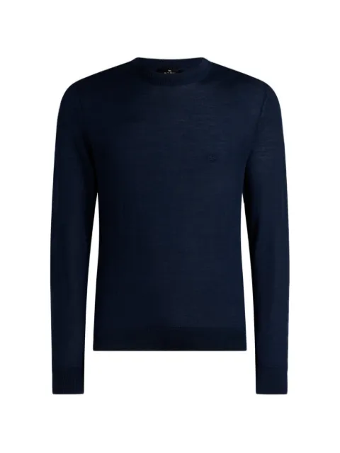 ETRO wool and silk sweater with pegaso embroidery Blue MRKF0080AU12Q