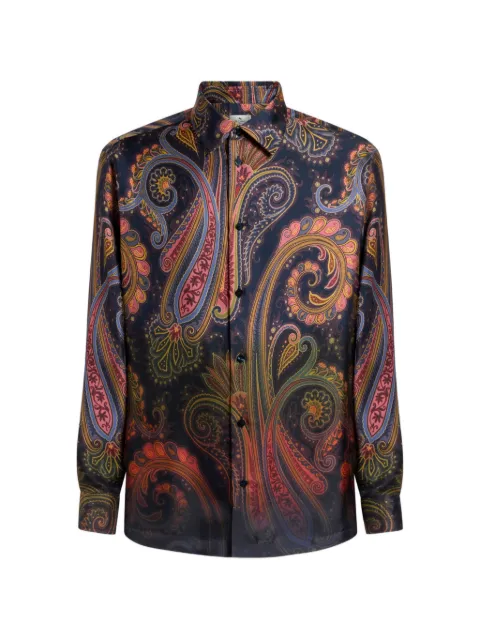ETRO silk twill shirt with placed degradé Paisley-print Blue MRIC007199SP115