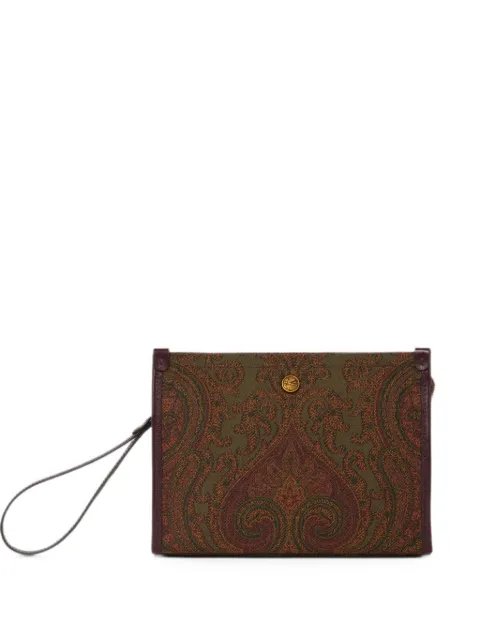 ETRO medium Paisley jacquard pouch Green WP2C0007AQ13A
