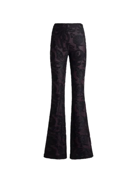ETRO flared trousers in chenille jacquard with Paisley foliage motif Purple WREA002699JJD16