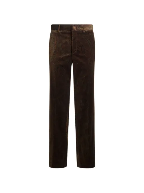 ETRO straight-leg cotton velvet trousers with Arnica motif Brown MRED001499SAE1U