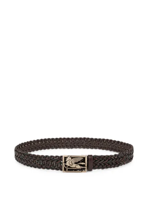 ETRO woven leather belt with Pegaso buckle Brown MP3A0007AE11D