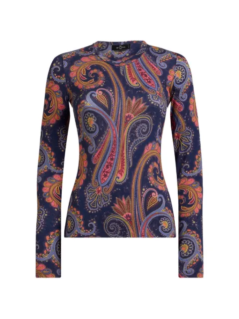 ETRO jersey sweater with Paisley motif Blue WRJB002699SAD16