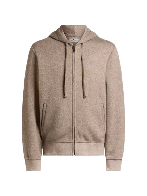 ETRO knit jacquard hooded sweatshirt with Arnica motif Neutrals MRMB002599JJD14
