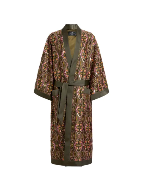 ETRO kimono coat with beads and floral medallion embroidery Green WRAA0119AR11F