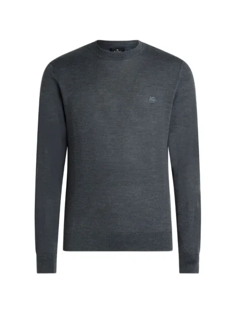 ETRO wool and silk sweater with Pegaso-embroidery Grey MRKF0080AU12Q
