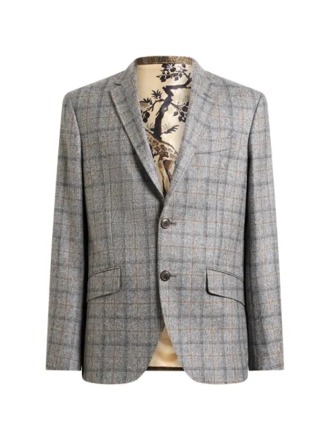 ETRO single-breasted wool jacket with check motif Grey MRCA000699TQ217