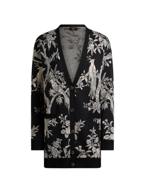 ETRO wool-blend jacquard cardigan with nature motif Black WRKE0159AQ12V