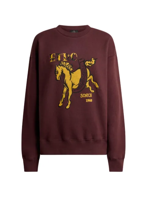 ETRO cotton sweatshirt with Pegaso print and logo Brown WRMB0016AK1BK
